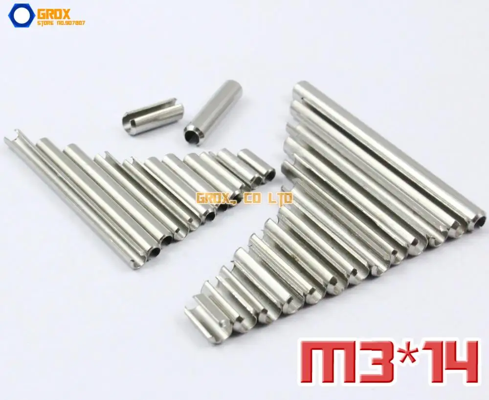 

200 Pieces M3 x 14mm 304 Stainless Steel Slotted Spring Tension Pin Sellock Roll Pin