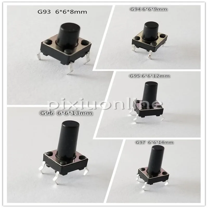 

250pcs/bag YT2069 5kinds of Small Plastic Push Button Switch Contain G93/94/95/96/97 Different Sizes Drop Shipping