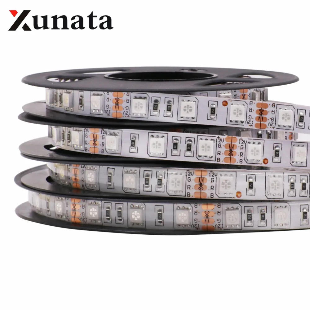 

XUNATA DC 12V 5050 RGB Led Strip 60Leds/m IP20 IP65 Waterproof Flexible Tape LED Light Home Decoration Lighting 1m/2m/5m