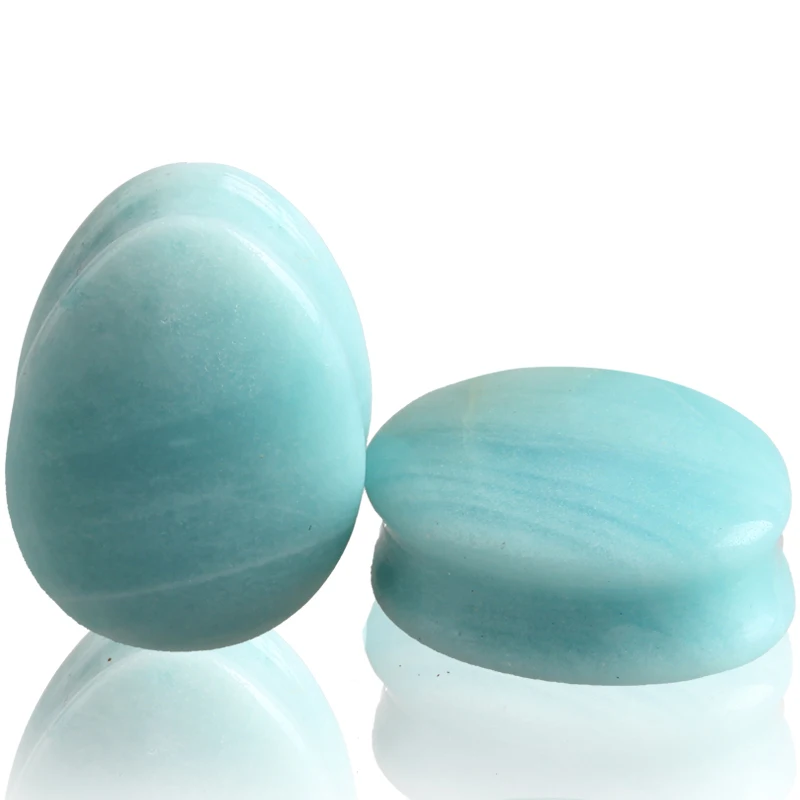 Teardrop Amazonite stone Ear Plugs Tunnel Piercings  Earring Gauges Ear Expanders Stretcher Plug Ear Body Piercing Jewelry