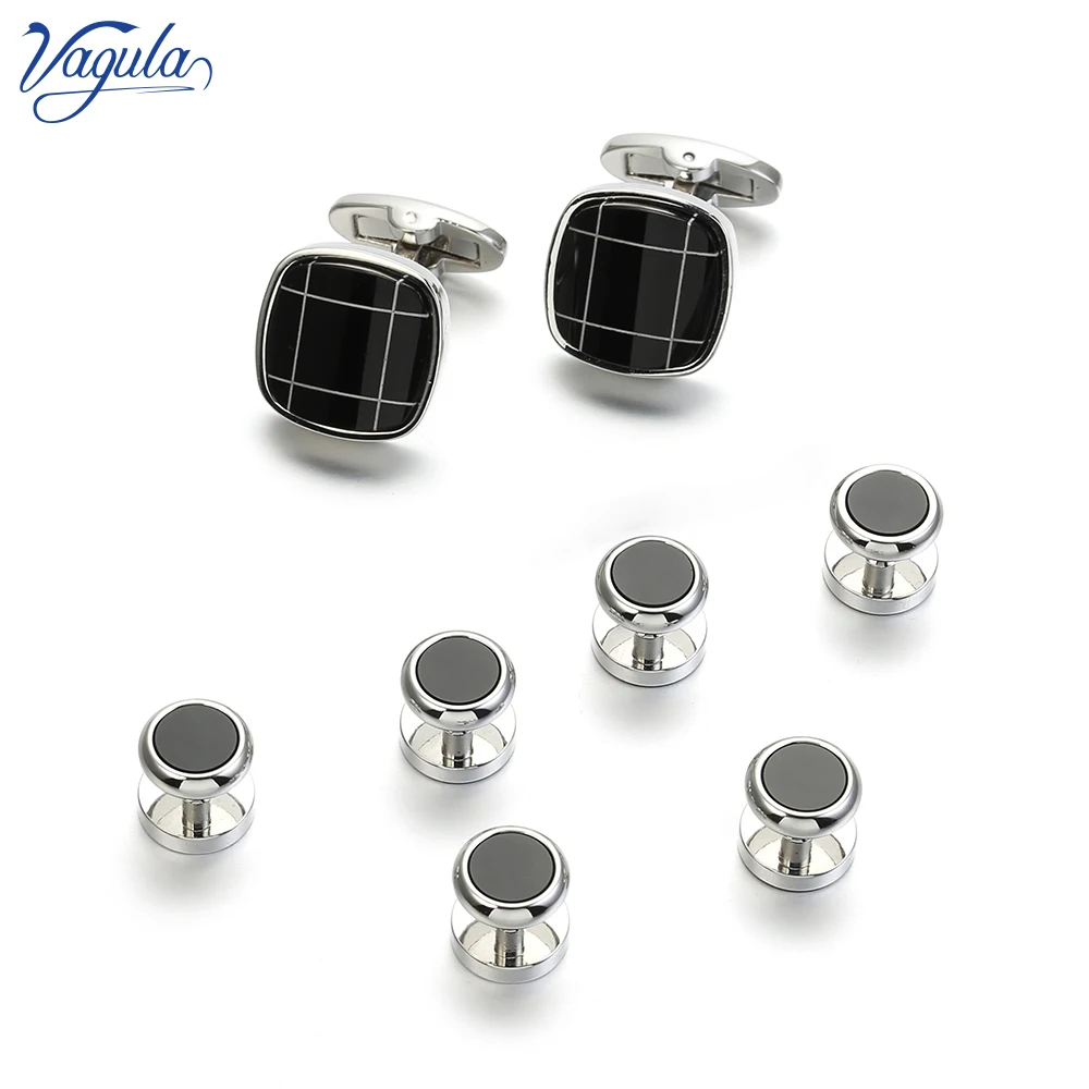 

VAGULA Hot sale Cufflinks Studs in 8PCS Set Luxury Gemelos Button Links Trendy Tuxedo Collar Stud 415