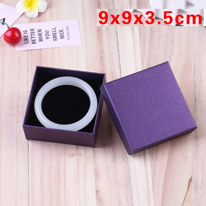 Boîte d\'emballage carrée pour bijoux, papier violet, haute qualité, collier, bague, boucles d\'oreilles, bracelet, cadeau pour la fête du Léon,