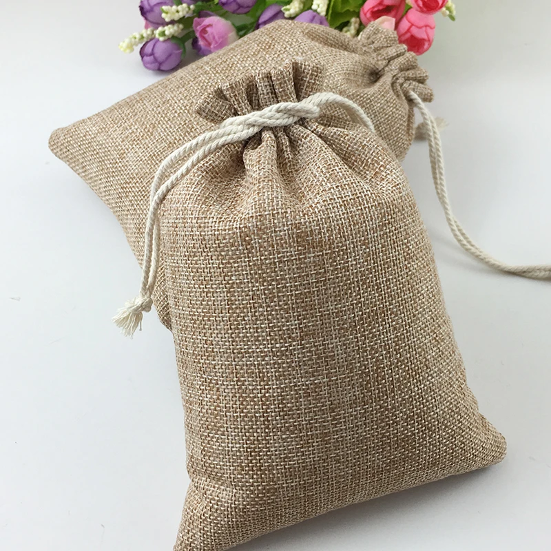 Sacs en jute de proximité en coton pour femmes, sachets d'emballage de nourriture et de bijoux, pocommuniste d'emballage cadeau, présentoir, 10 pièces, 7x9cm