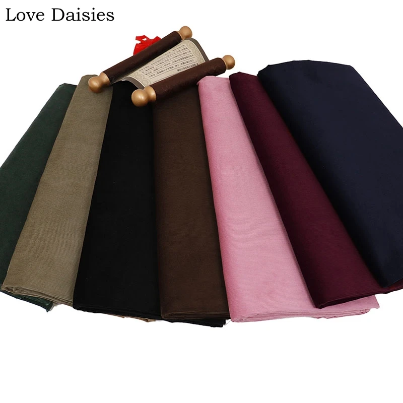 100% Cotton 16W Corduroy BLACK DARK GREEN BLUE BROWN KHAKI FUCHSIA PINK Fabrics for Spring Apparel Hat Dress Pants Craft Shirt