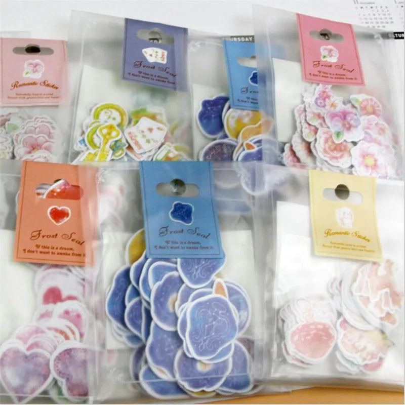 3Pcs/lot Creative Romantic Stationery Stickers Scrapbooking Hand-Painted Watercolor Paper Cartoon Handbook Decorative