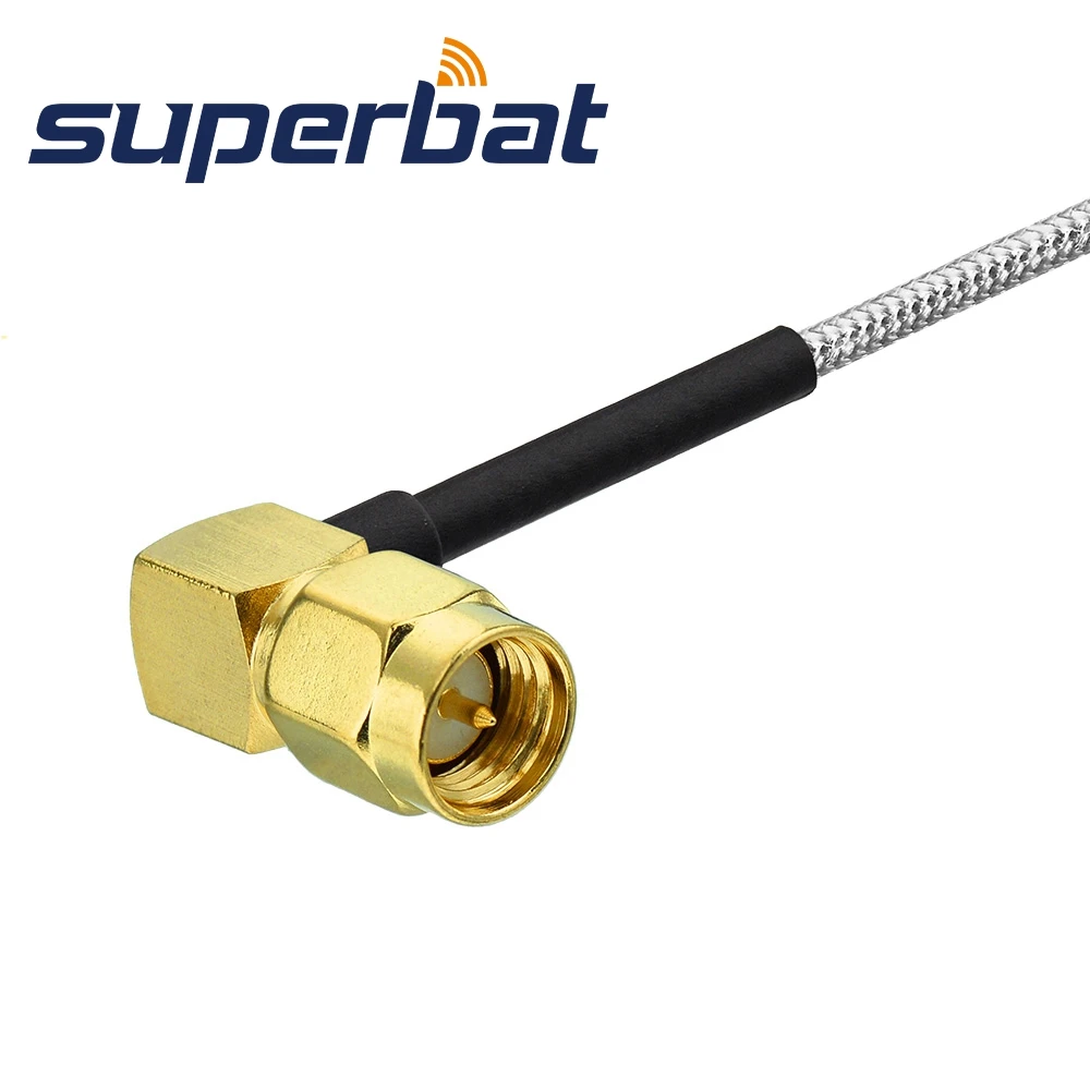 Superbat SMA Plug Right Angle to Male Right Angle Patch Lead RG405 10cm for Wi-Fi Radios