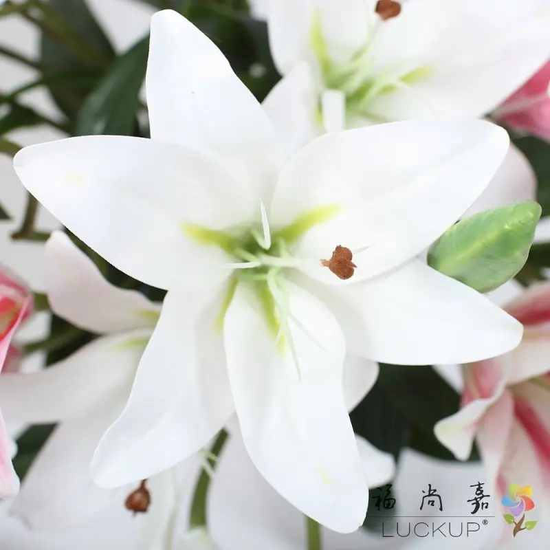 1 PCS 2 Flower heads Beautiful Real Touch Artificial Lily Flowers Home Wedding Decoration 8 Colors Available F527