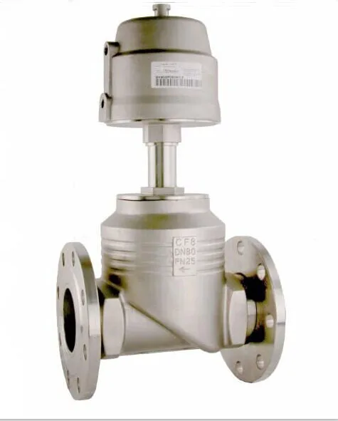 

3" inch 2/2 way piston controlled flat-seat valve globe control valve big port with Flange ends 125mm S.S actuator