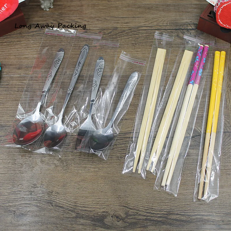 1000pcs Long Transparent Self Adhesive Seal Bags OPP Plastic Cellophane Bags Neckness Chopsticks Jewelry Packaging Bag