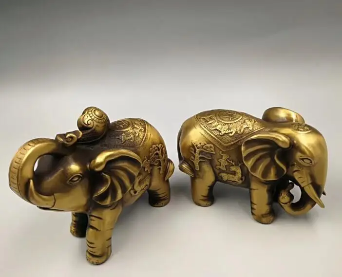 

Collection archaize brass wealth elephant statue A pair