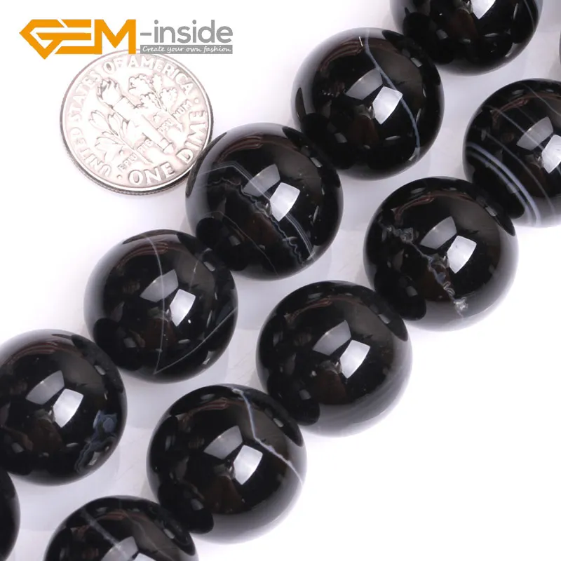 6-18mm Natural Round Black Stripes Onyx Agates Stone Beads For Jewelry Making DIY Bracelet Necklace Gift 15\