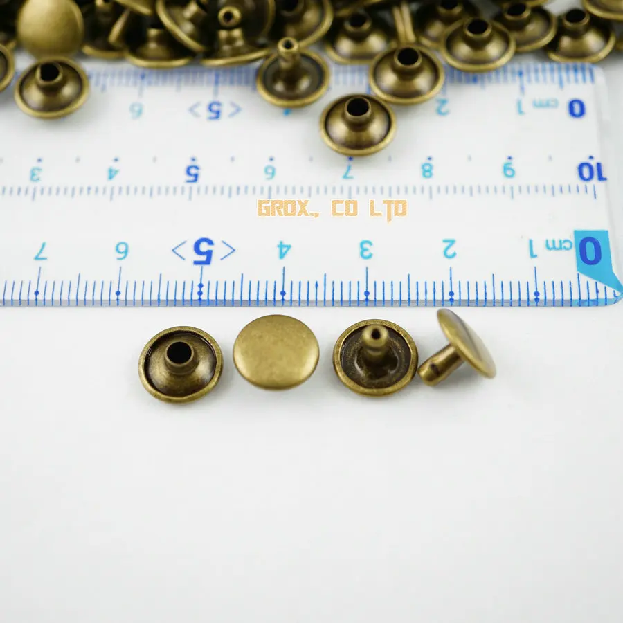 450 set 10*6mm Ottone Antico Doppio Tappo Rotondo Rapid Rivet Leathercraft Rivet