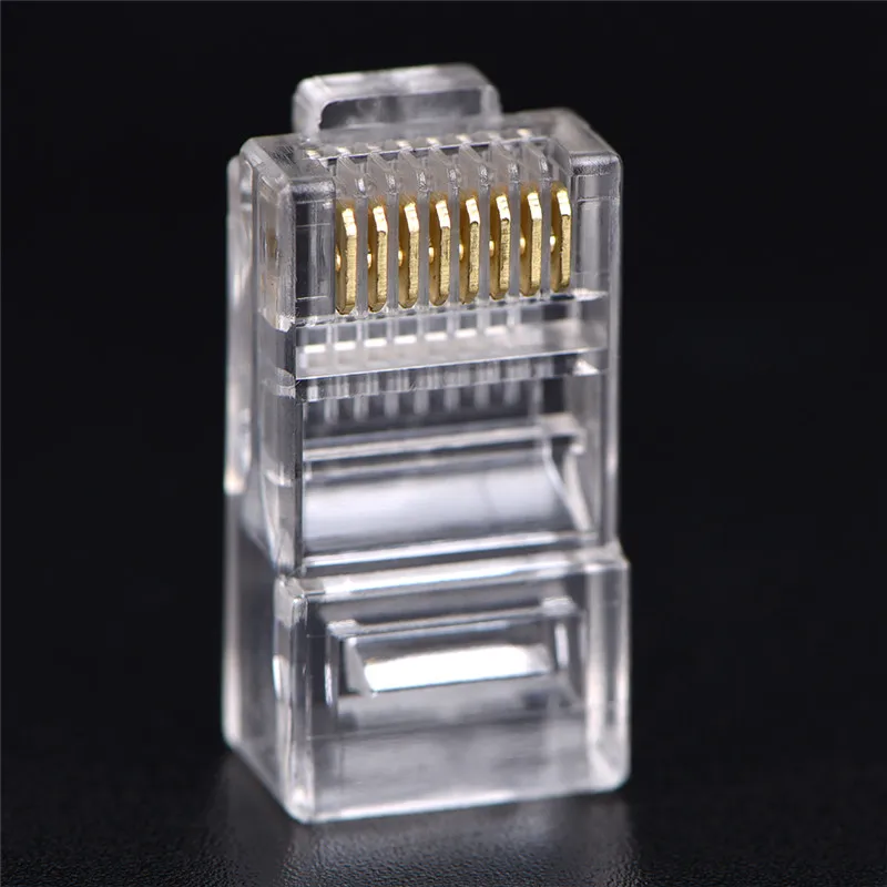 50 Buah RJ45 CAT5 CAT5e CAT6 Plug Adapter Crystal Network Modular Connector Plug 8P8C untuk Komputer