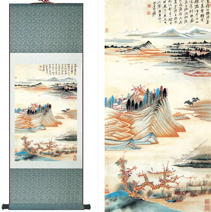 

landscape painting Home Office Decoration Chinese scroll painting Mountains and river paintingPrinted painting