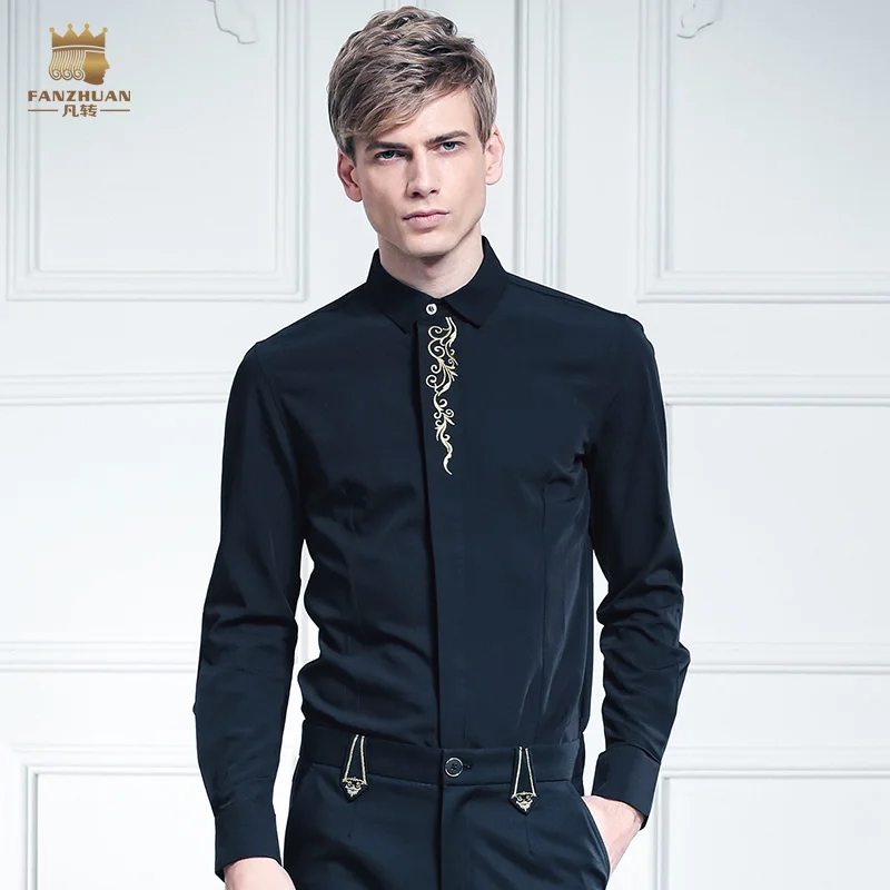 

Free Shipping New male long sleeved shirt men's fashion casual man velvet slim Korean embroidery business attire shirt 5120131