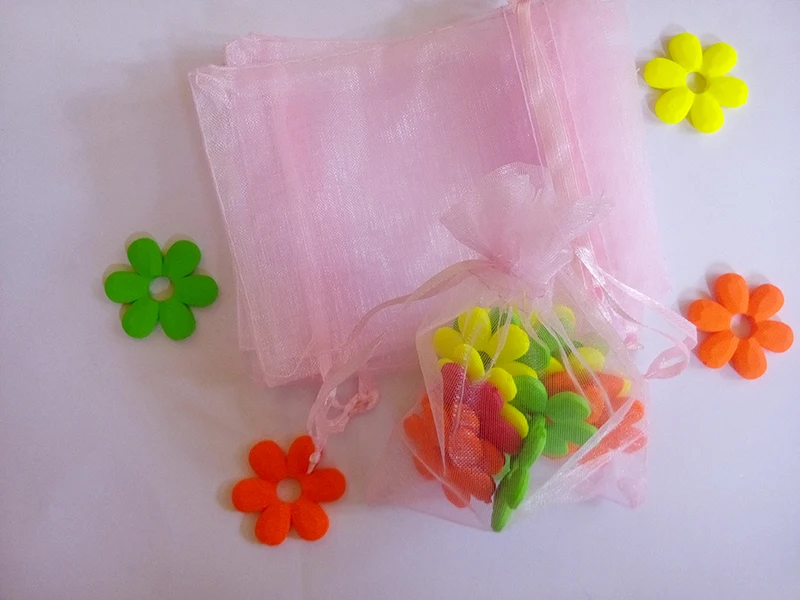 

50pcs 10*15cm Pink Organza Gift Bag Jewelry Packaging Display Bags Drawstring Pouch For Bracelets/necklace/wedding Mini Yarn Bag