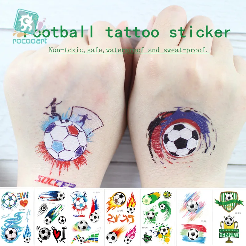 

Rocooart Football Fans Tattoo Stickers Soccer Game Fake Taty Body Art Waterproof Temporary Tattoo For Football Cup Match Party