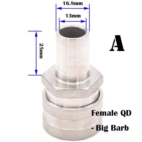 Homebrew Beer Female Quick Disconnect 304 Stainless Steel Ball Lock Style