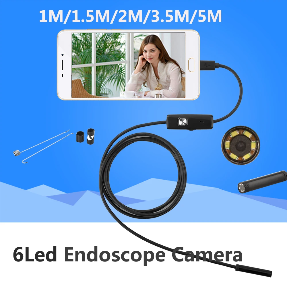 

5.5MM 2M Mini Usb android Inspection endoscope Camera Underwater Endoscopio Tube snake Micro-cameras For PC Android Phone car 5M