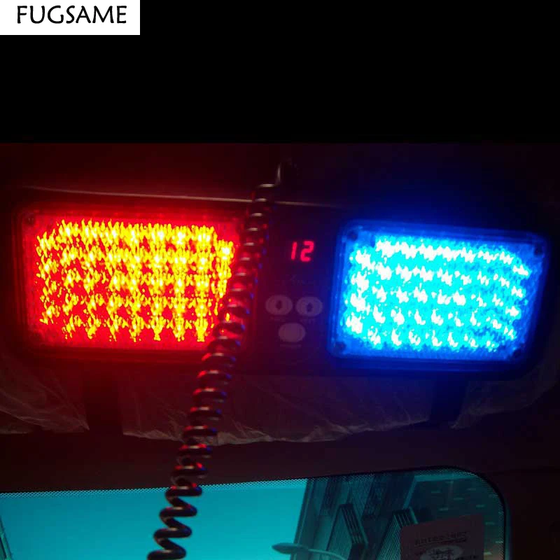 FUGSAME 86LED Emergency Strobe Visor 12V  Factory Direct  Car Truck  Flash Light Panel 86LED 2x43  6 Colors Red Blue Amber White