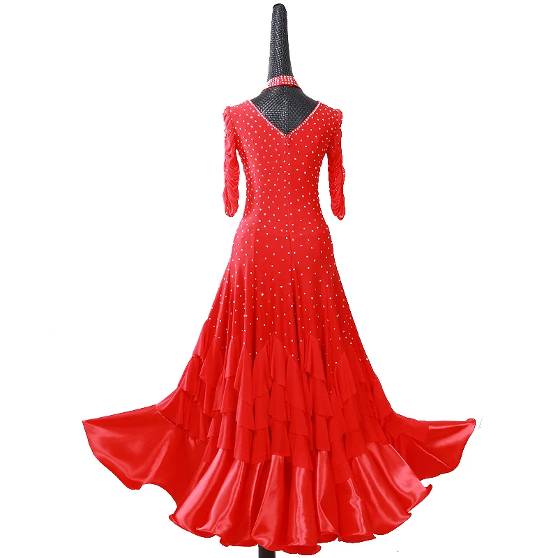 Dame Anpassen Ballroom Dance Kleid Mädchen Walzer Tango Tanzen Kleider Weibliche Flamenco Ballroom Dance Compitition Kostüme D0396