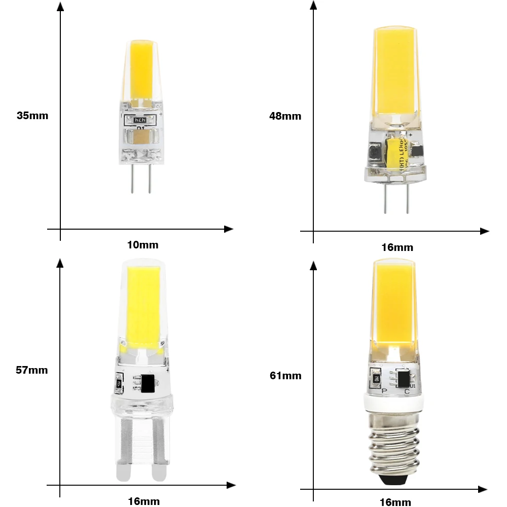 10PCS LED COB G4 G9 E14 Lamp Bulb Dimable AC/DC 12V 220V 6W 9W 360 Beam Angle Replace Halogen Led Lamps Chandelier Lights Source