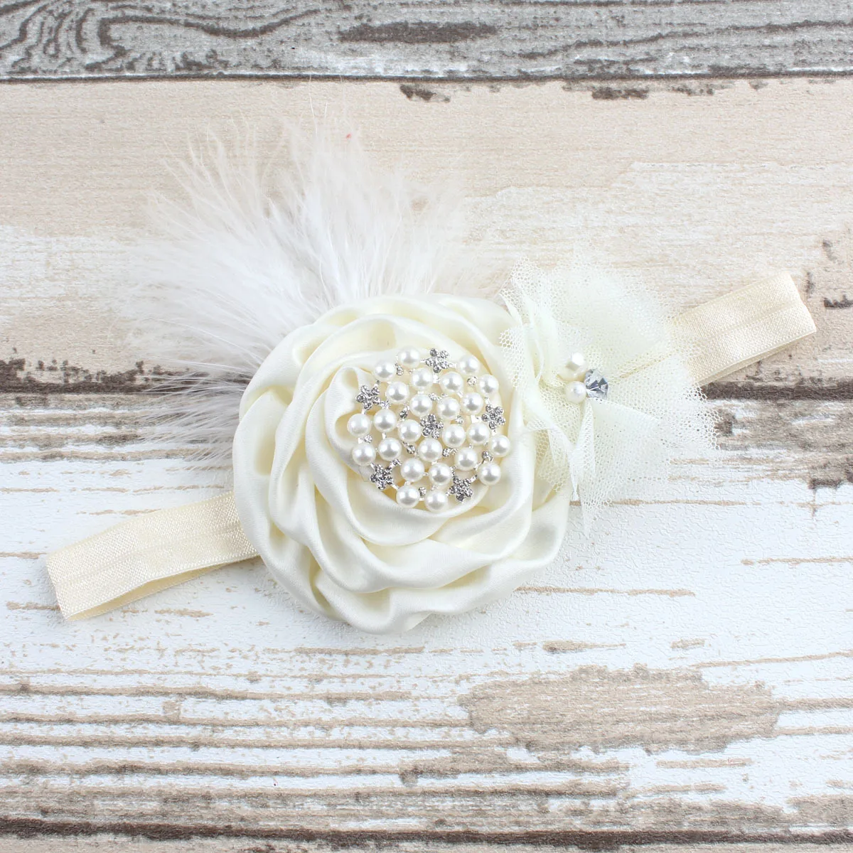 baby headband girls newborn cute feathers elastic hair band baby newborn Pearl Flower Headband girls Children hair accessories