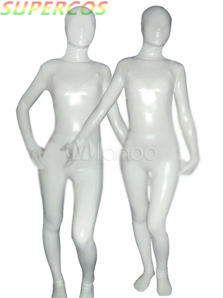 High Quality Halloween Carnival Party Halloween White Metallic Zentai Suit