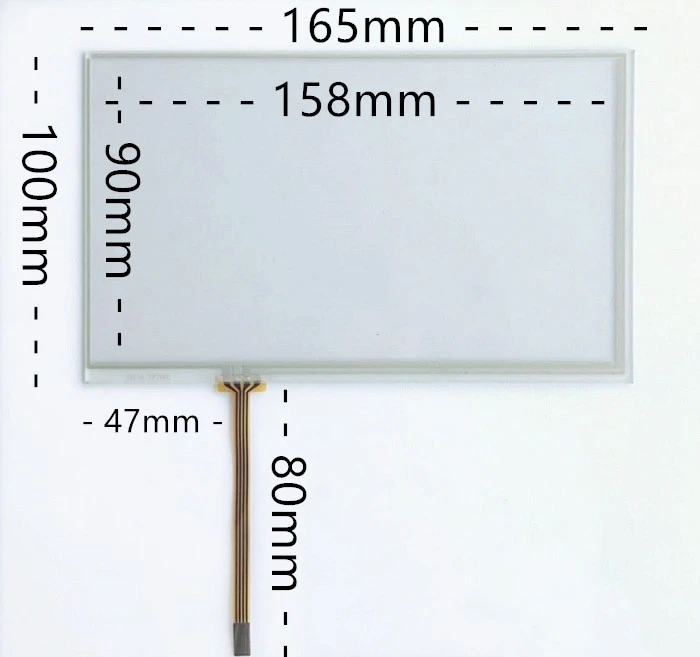 New 7 inch four-wire resistive car navigation DVD touch screen left line 165*100 mm