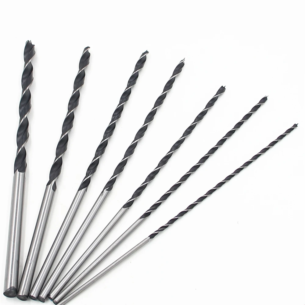 7PCS 3 Flute wood Drill Bits Set 4mm-12mm 12 inch Brad Point Twist Drill Bits Set  300mm long Carpentry  Wood Drilling Tools