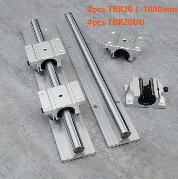 

2pcs TBR20 L-1000mm support rail linear guide + 4pcs TBR20UU linear bearing blocks for CNC router parts