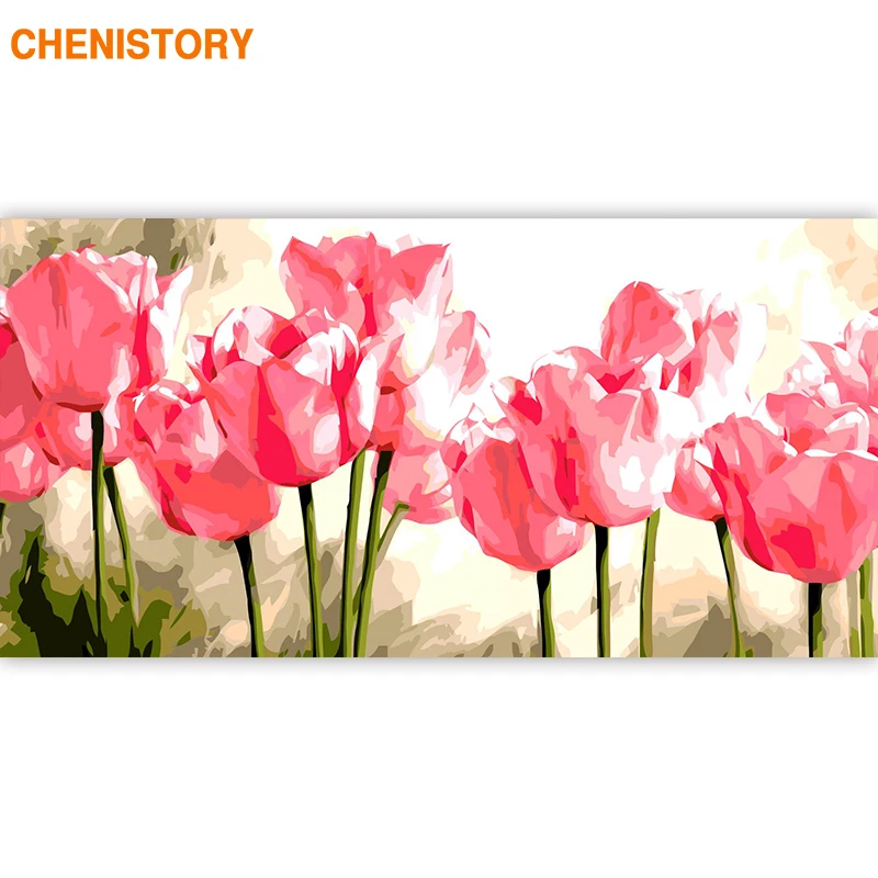 CHENISTORYขนาดใหญ่60X120ซม.ขนาดกรอบดอกไม้DIYภาพวาดสีอะคริลิคบนผ้าใบModern Wall Art picture Home Decors