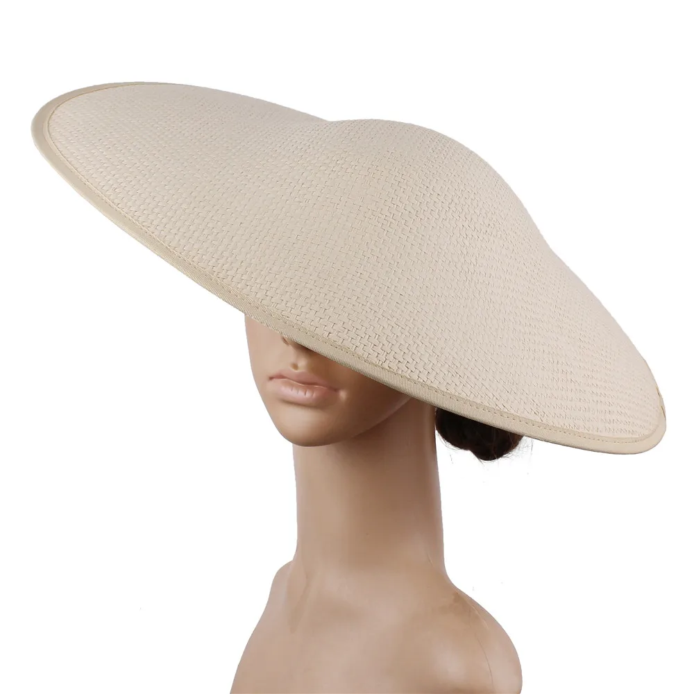 NEW ARRIVAL High quality Large polyester beige fascinator base 45cm Irregular shape BIG SIZE hats for kentucky derby Ascot Races