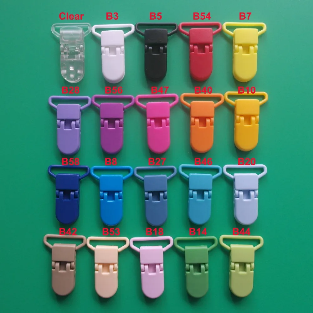 

100pcs Mixed 20 Colors 25MM SUTOYUEN Plastic Clip Plastic Pacifier/Soother/Binky/Paci/Suspender/Toy Holder Clip,Free Shipping!