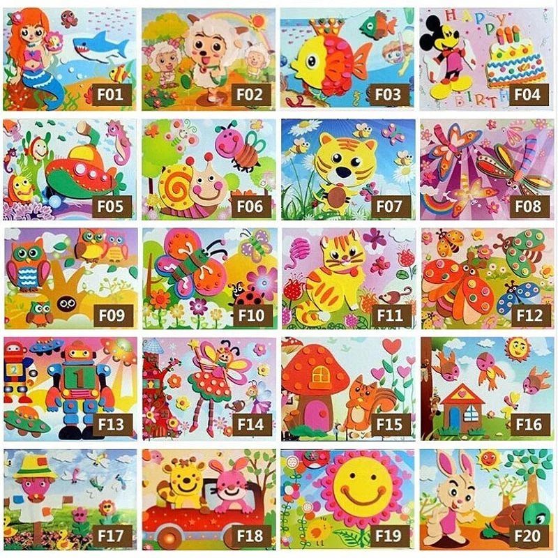 EVA 3D Stickers 3D Pasting Paper Children Handmade DIY Materials Kids DIY Craft Toys baby Kindergarten Puzzle Toy Stereo Sticker