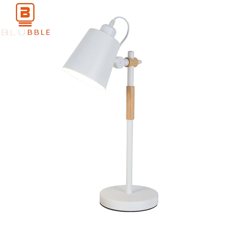 

BLUBBLE Eye Protection Table Lamp Northern Europe Rocker Arm Bedroom Desk Lamp AC 90-260V Study Iron LED Bulbs Bedside Lamp