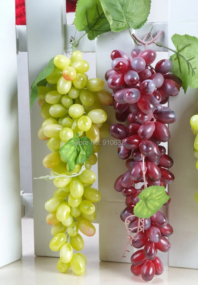 2 Bunchs 110pcs Length 36cm Artificial Green/Purple Display Grape Fruit For Wedding House Home Hotel Decoraton