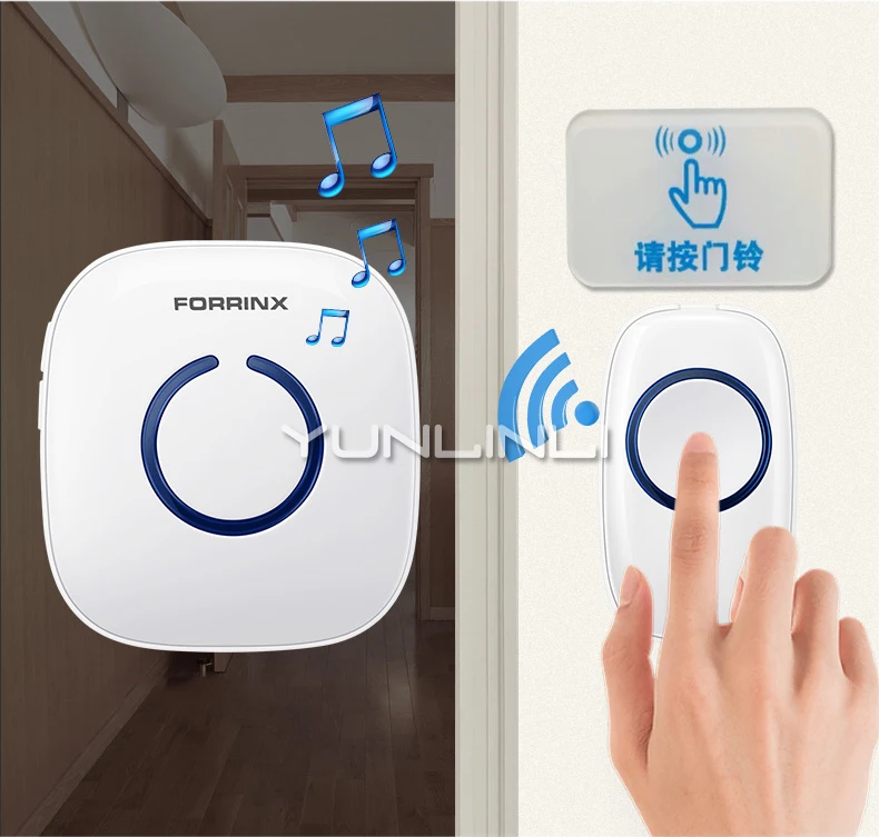 Long Distance Wireless Doorbell Remote Control Electronic Waterproof Home Strong Penetration Doorbell One For One FYX-C