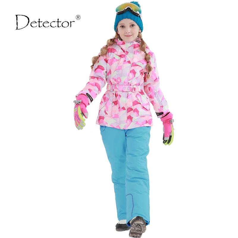 

Detector Girls ski jacket Winter Outdoor Children Clothing Set Windproof Ski Jackets + Pants Kids Warm Skiing Suit For Girls