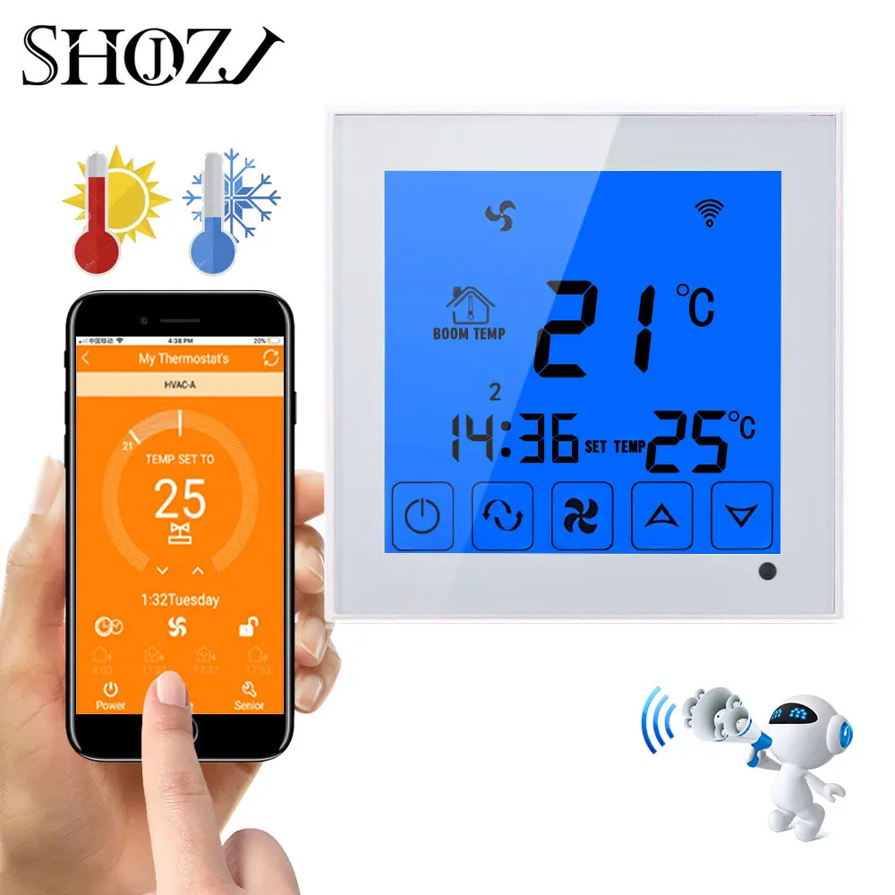 

Smart Central Air Conditioner Temperature Controller 2P 4P Fan Coil Thermostat for heating/cooling Room Temperature