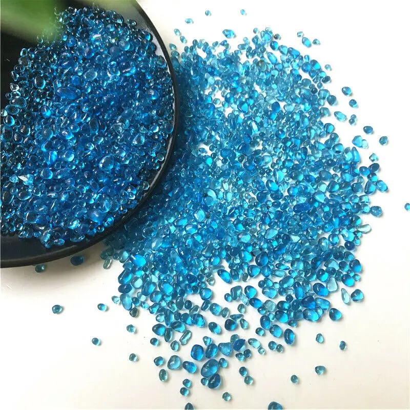 Wholesale 50g 2-5mm K5 Sea Blue Glass Gravel Glaze Stone Rock Polished Aquarium Specimen Healing Crystals