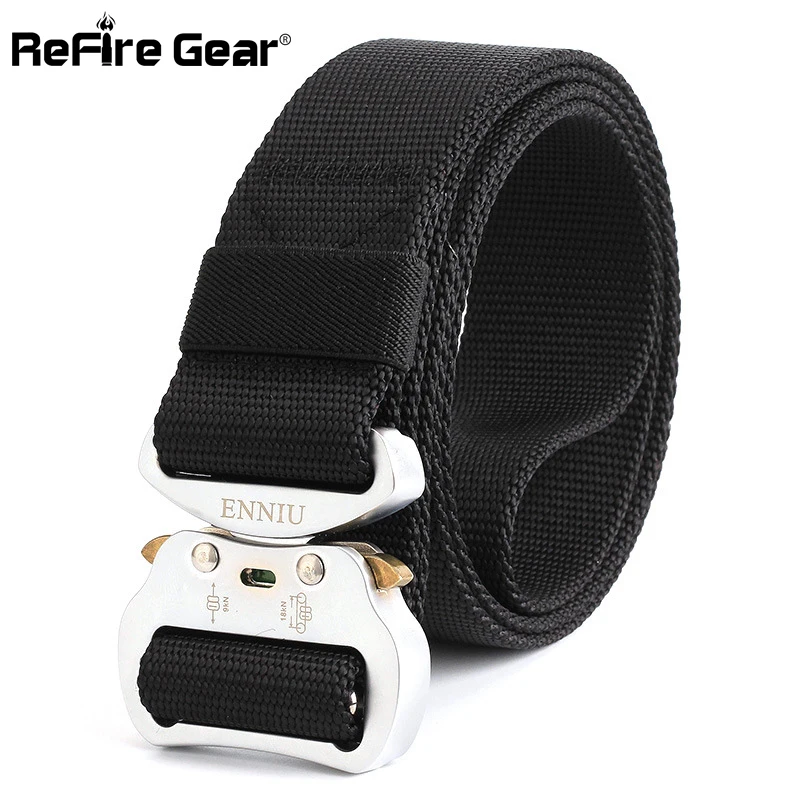 ReFire Gear New SWAT Military Equipment Army Belt Men Quick Release Nylon Tactical Belt Knock Off Silver Buckle Waist Belt 3.8cm