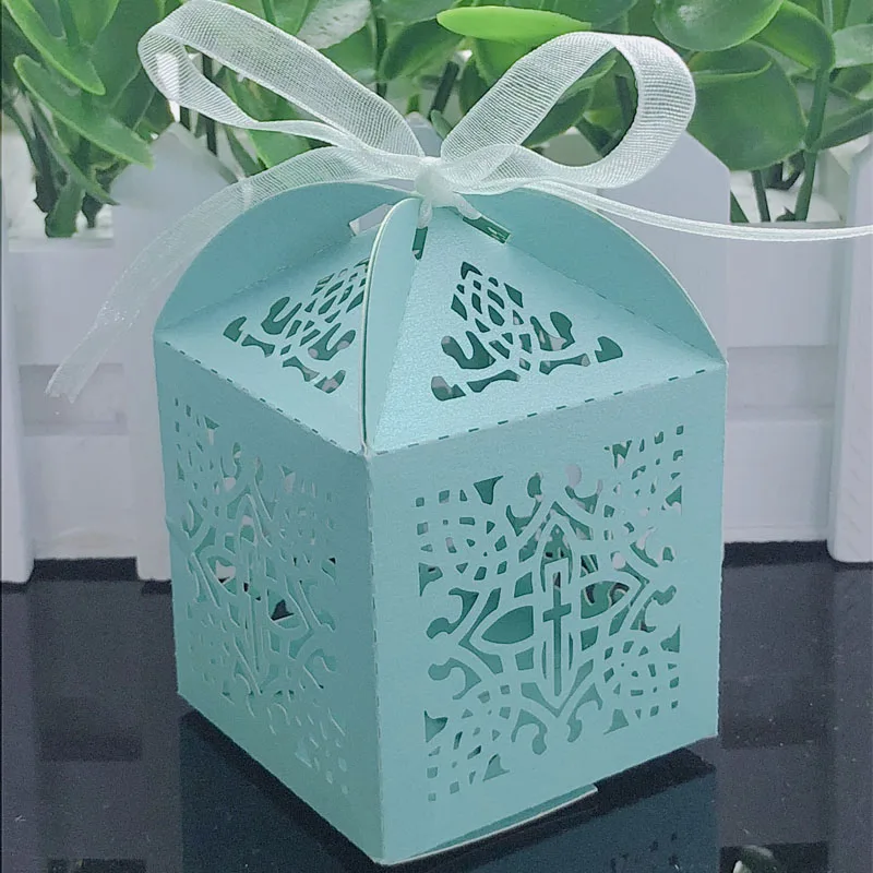 50 Uds. Cajas de dulces cruzadas, caja de regalo de Ángel para Baby Shower, bautismo, cumpleaños, primera comunión, bautizo, decoración de Pascua