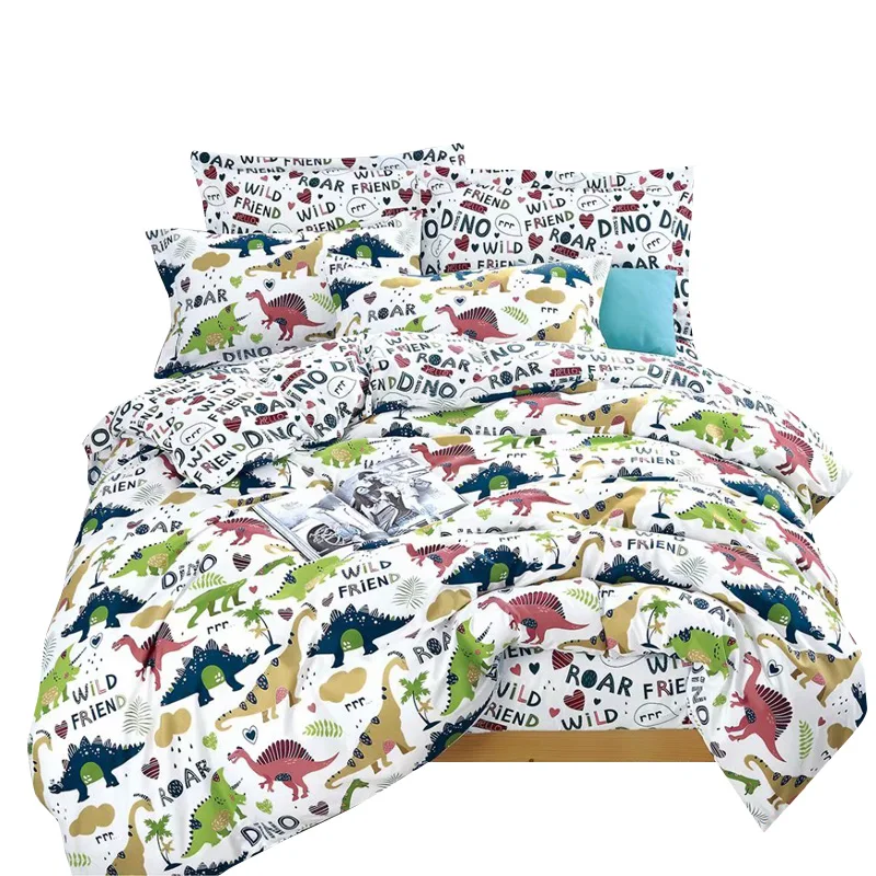 Cartoon Kids Bedding Set Crib Twin Baby Children Duvet Cover Set 2/4PCS Bed Linen Set Dinosaur No Filler Home Textile