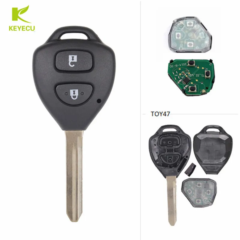 KEYECU Remote Key Fob 2 Buttons 433MHz,4D67 Chip for Toyota RAV4 2006-2010 Europe TOY47