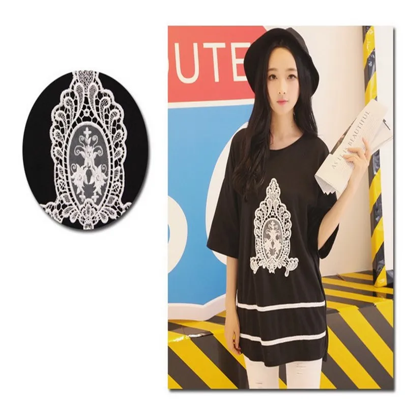 Black/White Fine Venise Lace Fabric Dress Applique Motif Blouse Sewing Trims, DIY Neckline Collar Costume Decoration BW170