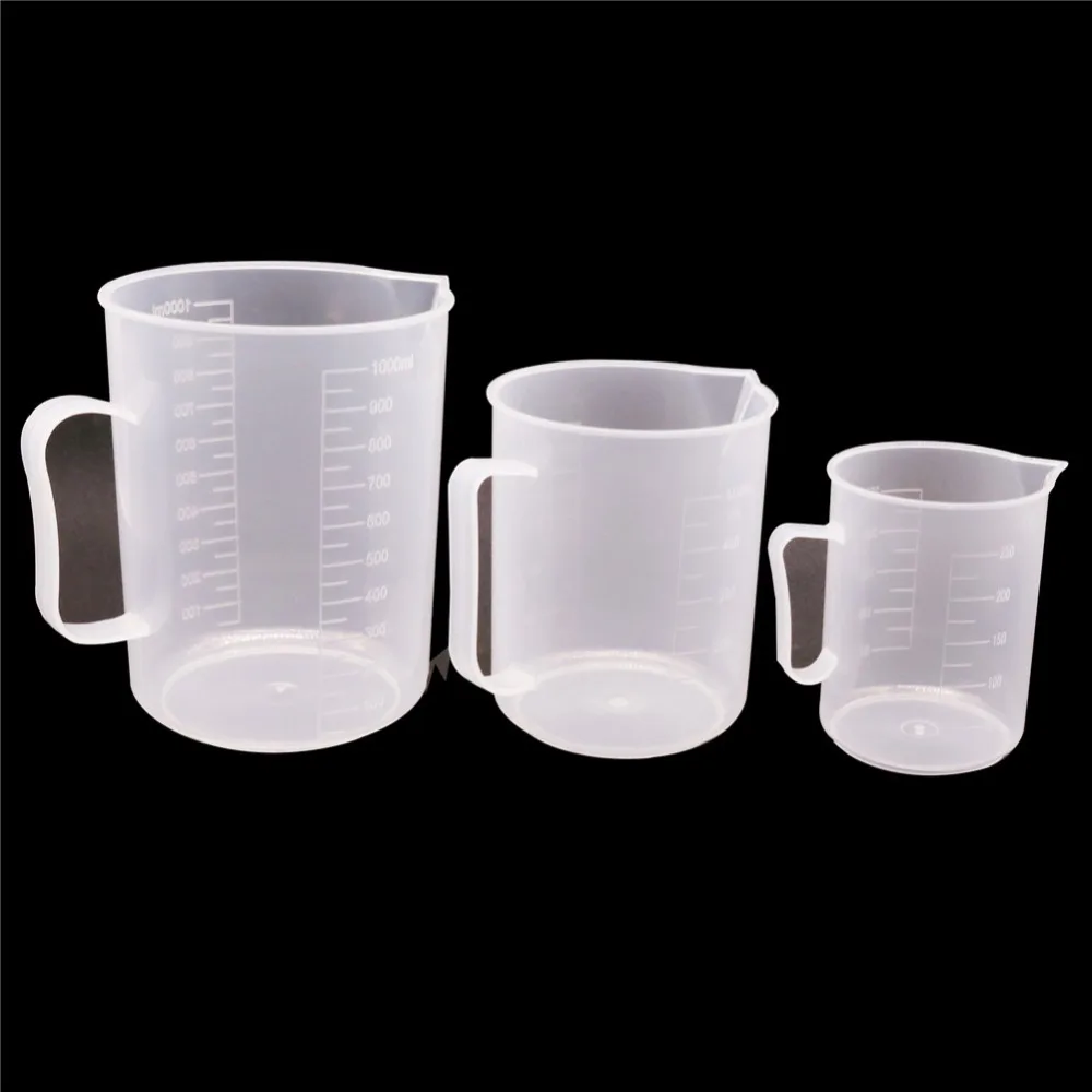 1 Pcs Laboratory Beaker Plastic Measuring Cup 1000ml/500ml/250ml Laboratory Cylinder Student School And Lab Student Stationery