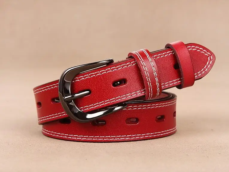 

real leather belts for women stitching up thin belt Pin buckle strap female High quality second layer cowskin women's belts