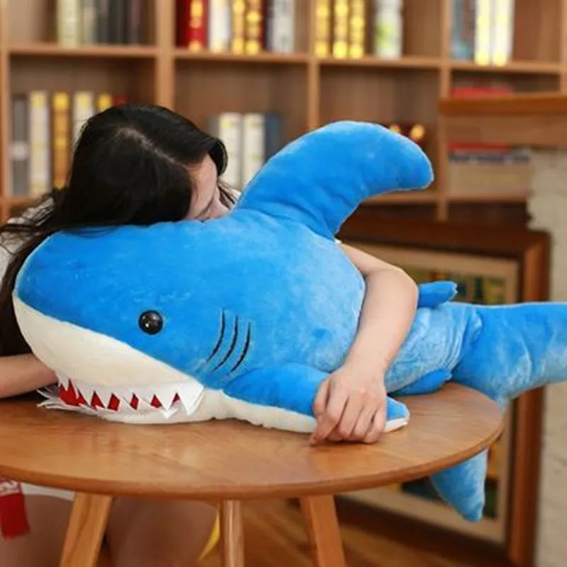 90cm One Piece Soft PP Cotton Stuffed Big Shark Plush Toys High Quality Cushions Super Creative Sleeping Pillows 3 Colors