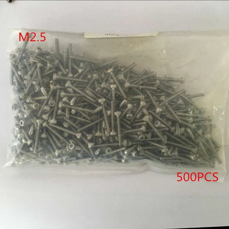 M2.5 series 500pcs Stainless steel hex socket screws M2.5*3/4/5/6/7/8-30 mm cylinder head bolt, cup head screws